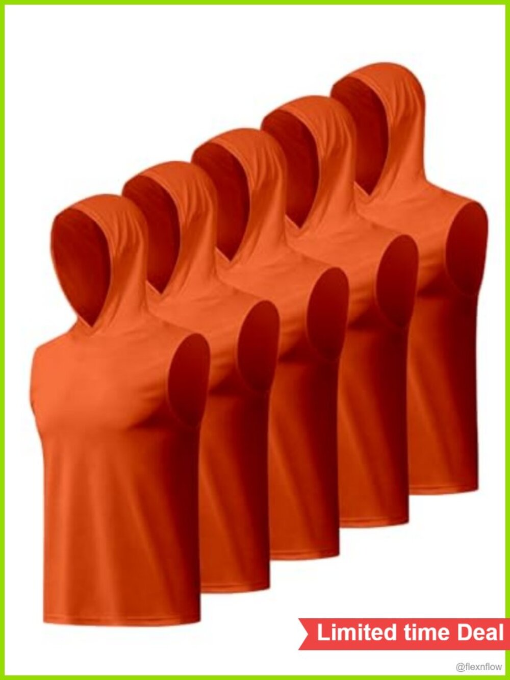 Men's UPF 50+ Sun Protection Sleeveless Hooded Tank Tops 5 Pack